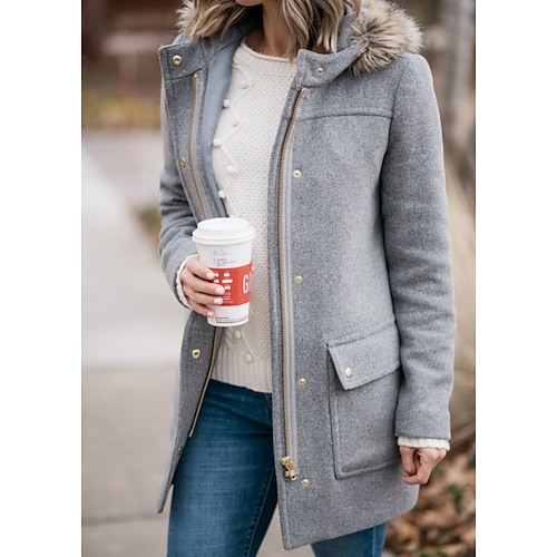 

Per donna Cappotto invernale Giacca sportiva Giacca con cappuccio Comodo Strada Informale Giornaliero Casual / quotidiano Cerniera Tasche Cerniera Felpa Informale Stile di strada Liscio Standard