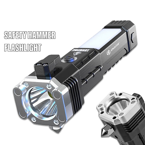 

LED Flashlight Super Bright with Safety Hammer and Strong Magnets Side Light Torch Light Portable Lantern for Adventure Camping Shustar