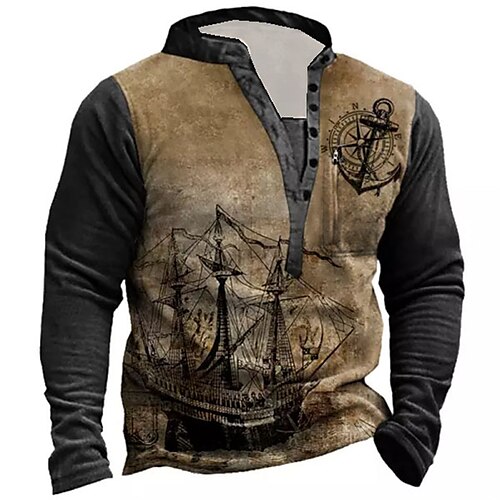 

Men's Unisex Sweatshirt Pullover Button Up Hoodie Green Blue Pink Brown Gray Standing Collar Graphic Prints Boat Zipper Print Daily Sports Holiday 3D Print Streetwear Designer Casual Spring & Fall