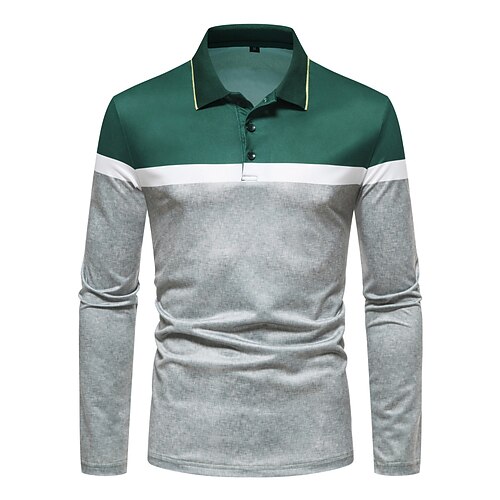 

Men's Golf Shirt Polo Shirt Casual Daliy Street Solid Color Turndown Gray Long Sleeve Button-Down Tops Fashion Comfortable Summer Fall