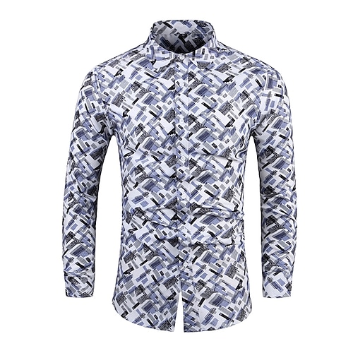

Men's Shirt Graphic Shirt Graphic Classic Collar Blue Gray Casual Daily Clothing Apparel Designer Casual / Long Sleeve / Long Sleeve