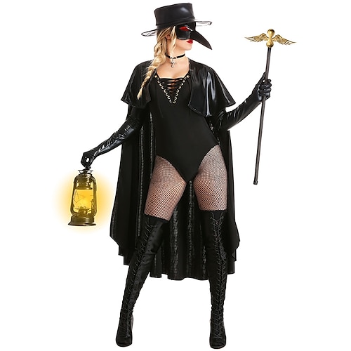 

Plague Doctor Retro Vintage Punk & Gothic Medieval 17th Century Dress Mask Outfits Women's Costume Vintage Cosplay Party Carnival Long Sleeve Leotard / Onesie Masquerade / Gloves / Cloak / Hat