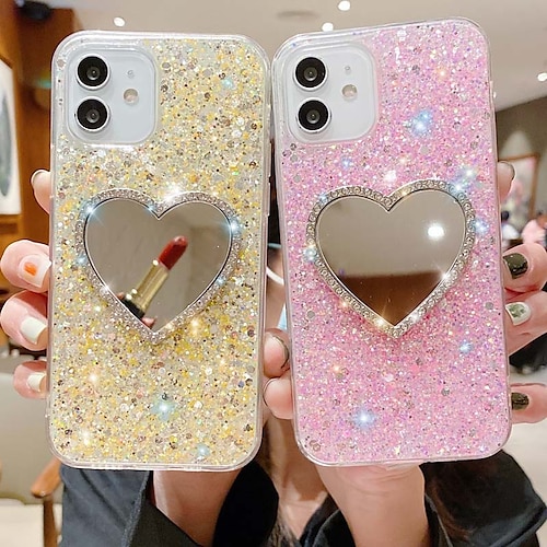 

telefon Etui Til Apple Bakdeksel iPhone 14 Pro Max Plus 13 12 11 Mini X XR XS 8 7 Rhinstein Speil Helkroppsbeskyttende Glitter Krystall diamant TPU