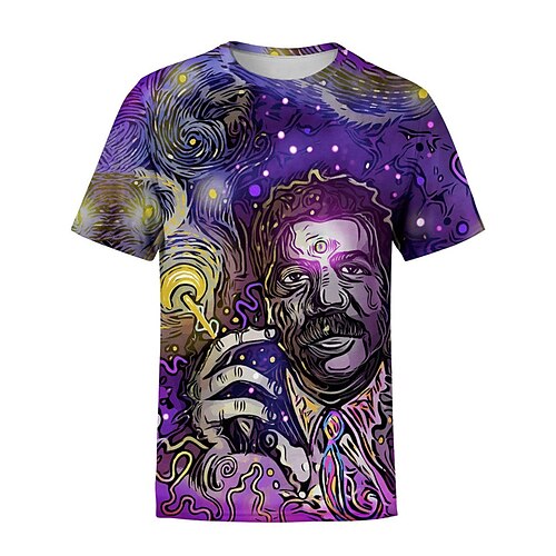 

Men's Unisex T shirt Tee Cartoon Graphic Prints Crew Neck Blue Short Sleeve 3D Print Outdoor Street Print Tops Sports Casual Classic Big and Tall / Summer / Summer