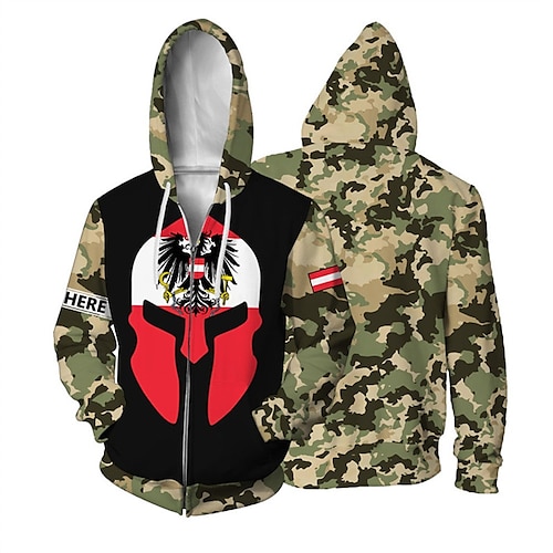 

Men's Unisex Full Zip Hoodie Jacket Hooded Camouflage Graphic Prints Zipper Print Sports Outdoor Daily Sports 3D Print Streetwear Designer Casual Hoodies Sweatshirts Long Sleeve Green