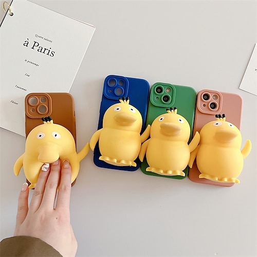 

Phone Case For Apple Back Cover iPhone 14 Pro Max iPhone 14 Pro iPhone 14 Plus iPhone 14 iPhone 13 Pro Max 12 Mini 11 X XR XS Max 8 7 Full Body Protective Relive Stress Kickstand Cartoon Silica Gel