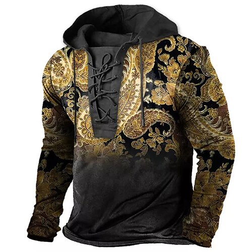 

Men's Unisex Pullover Hoodie Sweatshirt Pullover Brown Hooded Florals Graphic Prints Lace up Print Casual Daily Sports 3D Print Streetwear Designer Casual Spring & Fall Clothing Apparel Hoodies