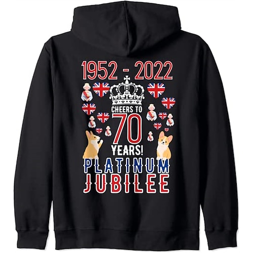 

Inspired by Queen's Platinum Jubilee 2022 Elizabeth 70 Years British Corgi Hoodie Cartoon Manga Anime Front Pocket Graphic Hoodie For Men's Women's Unisex Adults' Hot Stamping 100% Polyester