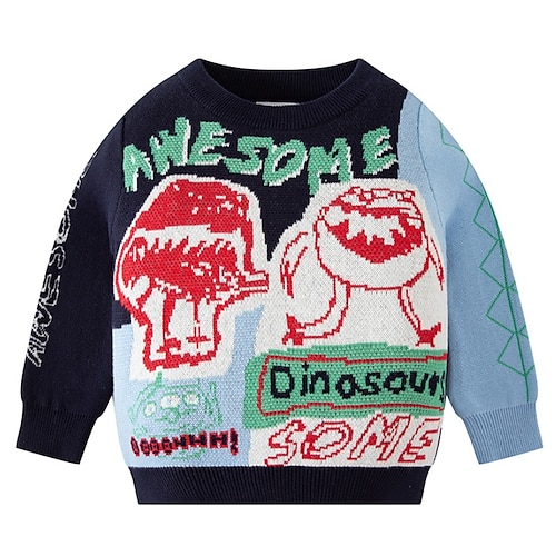 

Kids Boys Sweater Cartoon Outdoor Long Sleeve Fashion Cotton 2-8 Years Winter Royal Blue