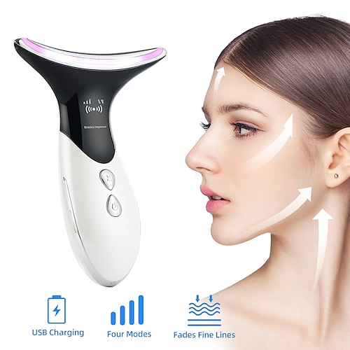 

Neck Beauty Device Reduce Double Chin Therapy Facial Lifting Vibration Neck Massager Heating Rejuvenation Ions Massager LED Photon Tighten Skin Anti Wrinkles
