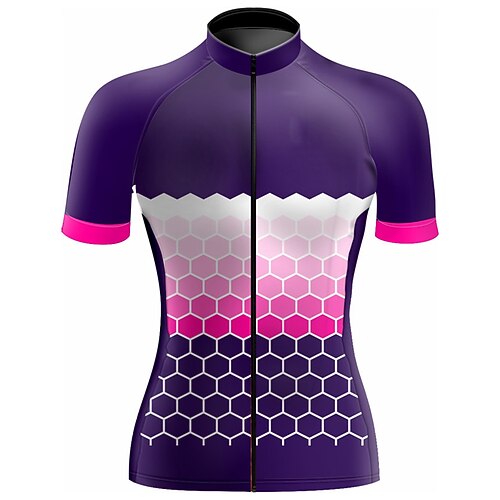 

21Grams Women's Cycling Jersey Short Sleeve Bike Top with 3 Rear Pockets Mountain Bike MTB Road Bike Cycling Quick Dry Moisture Wicking Purple Floral Botanical Spandex Sports Clothing Apparel