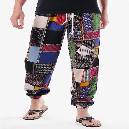 

Men's Joggers Trousers Beach Pants Drawstring Elastic Waist 3D Print Graphic Prints Flower / Floral Comfort Breathable Sports Outdoor Casual Daily Boho Streetwear Black Micro-elastic / Elasticity