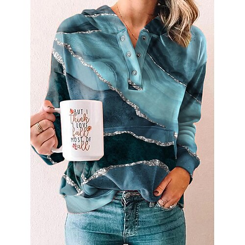 

Women's Pullover Hoodie Sweatshirt Graphic Sparkly Abstract Print Daily Sports 3D Print Active Streetwear Hoodies Sweatshirts Green Blue