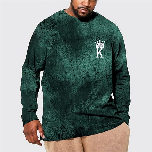 

Men's Plus Size T shirt Tee Big and Tall Graphic Prints Crew Neck Spring & Fall Basic Designer Plus Size Comfortable Outdoor Street Tops