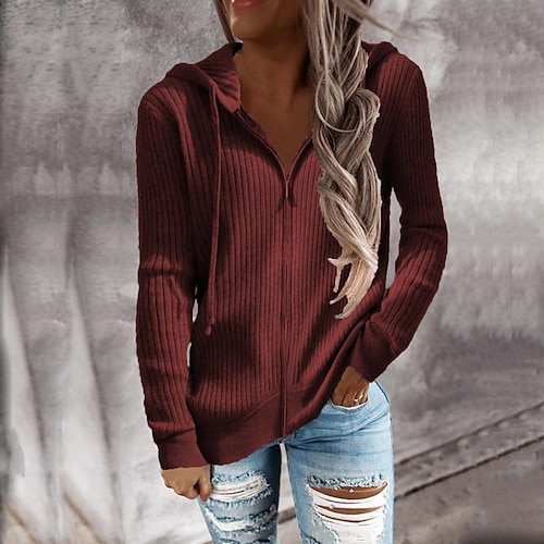 

Women's Hoodie Solid Colored Basic Classic Fall Red Black