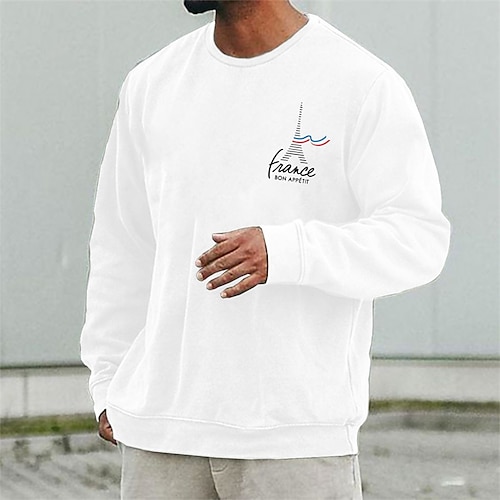 

Men's Sweatshirt Pullover White Crew Neck Graphic Letter Print Sports & Outdoor Streetwear Designer Casual Big and Tall Winter Fall Clothing Apparel Hoodies Sweatshirts Long Sleeve / Spring