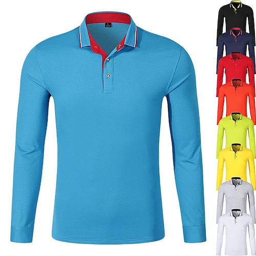 

Men's Golf Shirt Tennis Shirt Breathable Quick Dry Moisture Wicking Long Sleeve T Shirt Top Slim Fit Solid Color Spring Summer Autumn Tennis Golf Running / Cotton / T-shirt / Micro-elastic / Outdoor