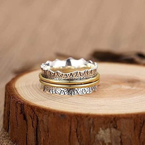 

Band Ring Party Layered Two Tone - Textured Spinning Ring Alloy Fashion Trendy Fidget 1PC