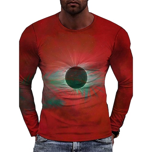 

Men's Unisex T shirt Tee Graphic Prints Crew Neck Red Long Sleeve 3D Print Outdoor Street Print Tops Basic Sports Casual Classic