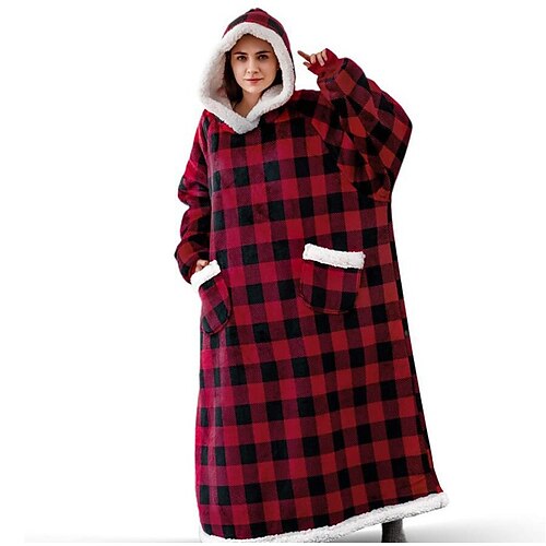 

Oversized Wearable Blanket Flannel Thick Soft Warm Long Hoodie Blanket Big Hooded Sweatshirt Hoodie Blanket for Adults Women Girls Teenagers Teens Men Black