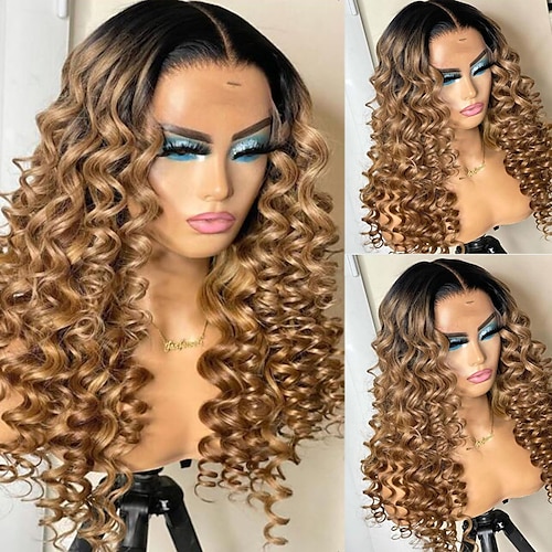 

Unprocessed Virgin Hair 13x4 Lace Front Wig Middle Part Brazilian Hair Loose Wave Multi-color Wig 130% 150% Density with Baby Hair Smooth Highlighted / Balayage Hair 100% Virgin Pre-Plucked For wigs