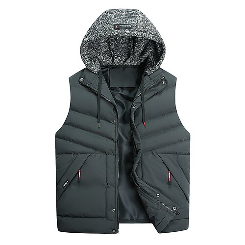 

Men's Down Vest Puffer Vest Windproof Warm Street Daily Holiday Pure Color Outerwear Clothing Apparel Classic & Timeless Casual Daily Black Dark Green Khaki