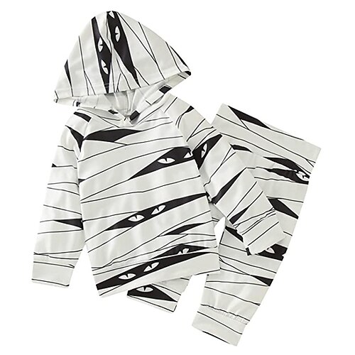 

Kids Boys Hoodie Pants HoodieSet Clothing Set 2 Pieces Long Sleeve White Stripe Print Outdoor Street Vacation Sports Fashion Cool Daily 3-12 Years