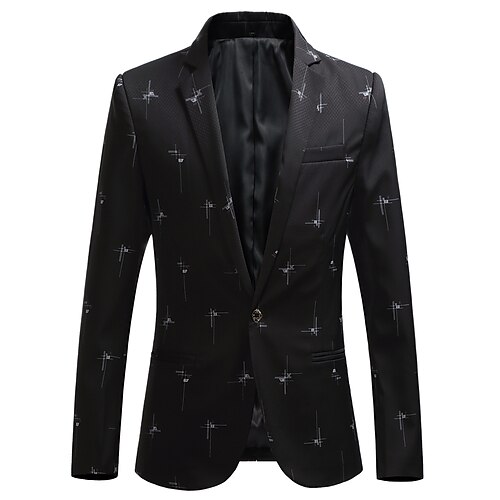 

Men's Fashion Casual Blazer Regular Regular Fit Floral Single Breasted One-button Navy Blue Black 2022