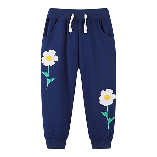 

Kids Boys Pants Navy Blue Floral Fall Winter Active Casual 2-8 Years