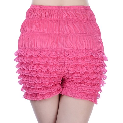 

Dame Shorts Blå Rosa Rød Høy Midje Mote Fritid Hjem Helg Blonde Multi Layer Elastisk Kort Komfort عادي S M L