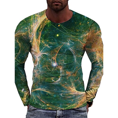 

Men's Unisex T shirt Tee Graphic Prints Crew Neck Green Long Sleeve 3D Print Outdoor Street Print Tops Basic Sports Casual Classic