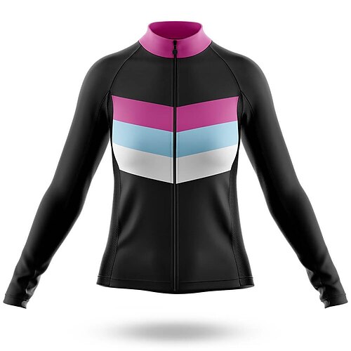 

Women's Cycling Jersey Long Sleeve Bike Top with 3 Rear Pockets Mountain Bike MTB Road Bike Cycling Reflective Strips Back Pocket Reflective Trim / Fluorescence Wicking Black Rosy Pink Sports