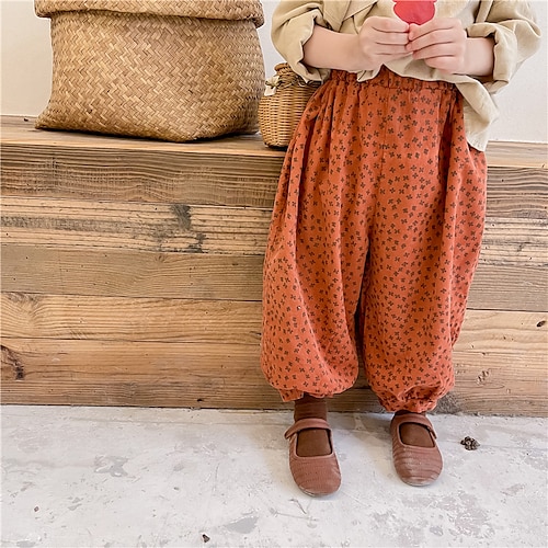 

Kids Girls' Pants khaki Red Solid Colored Fall Winter School 2-6 Years