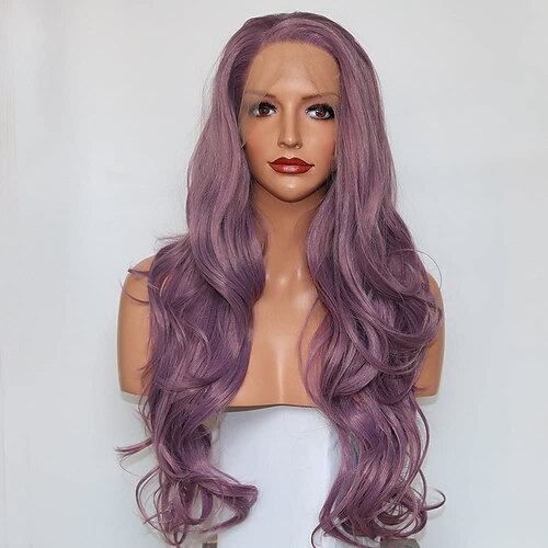 

mixed purple wigs synthetic lace front wig heat resistant fiber hair for women