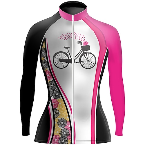

21Grams Women's Cycling Jersey Long Sleeve Bike Top with 3 Rear Pockets Mountain Bike MTB Road Bike Cycling Quick Dry Moisture Wicking White Cat Spandex Sports Clothing Apparel / Stretchy