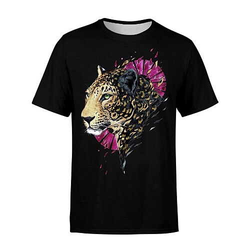 

Men's Unisex T shirt Tee Animal Graphic Prints Crew Neck Black Short Sleeve 3D Print Outdoor Street Print Tops Sports Casual Classic Big and Tall / Summer / Summer