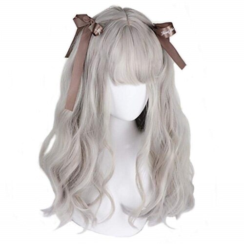 

Long Curly Wig - Natural Synthetic Hair Lolita Wigs with Wig Cap For Cosplay and Daily Wear