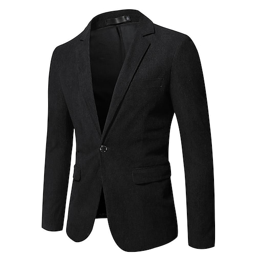 

Men's Blazer Sport Jacket Sport Coat Daily Wear Fall Winter Regular Coat Regular Fit Warm Casual Daily Trendy Jacket Long Sleeve Solid Color with Pockets Khaki Red Beige
