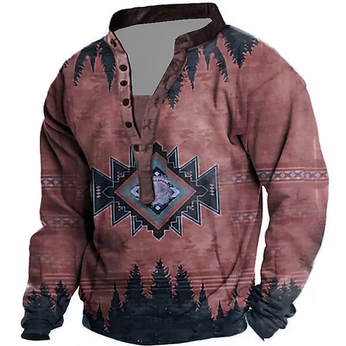 

Men's Unisex Sweatshirt Pullover Button Up Hoodie Graphic Prints Print Casual Daily Sports 3D Print Boho Streetwear Designer Clothing Apparel Hoodies Sweatshirts Long Sleeve Wine