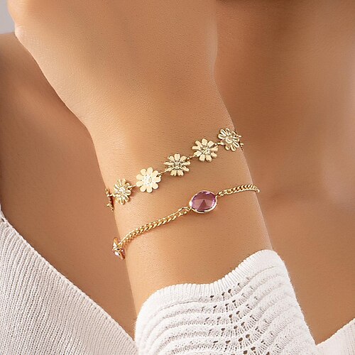 

Chain Necklace For Women's Wedding Party Evening Gift Alloy Flower