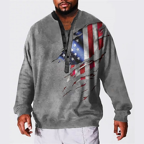 

Men's Plus Size Big and Tall Graphic Prints Standing Collar Long Sleeve Spring Fall Basic Designer Plus Size Casual Daily Sports Tops