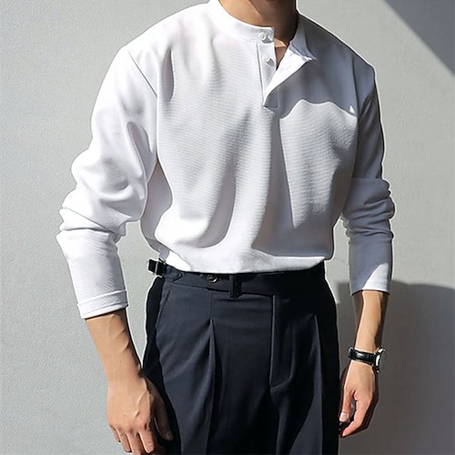 

Men's T shirt Tee Solid Colored Crew Neck White Street Sports Long Sleeve Clothing Apparel Fashion Designer Casual Comfortable