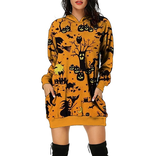 

Inspired by Halloween Pumpkin Cat Hoodie Cartoon Manga Anime Front Pocket Graphic Hoodie For Men's Women's Unisex Adults' 3D Print 100% Polyester