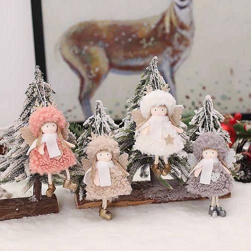

Christmas Decorations Wool Lamb Angel Girl With Wings Pendant Doll Pendant Kindergarten Gift