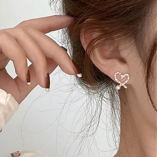 

1 Pair Stud Earrings For Women's Wedding Sport Engagement Plastics Alloy Heart Fashion Sweet Heart