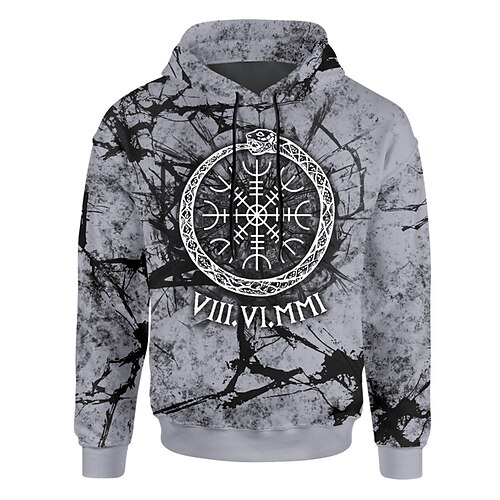 

Men's Unisex Pullover Hoodie Sweatshirt Gray Hooded Tribal Graphic Prints Print Daily Sports 3D Print Streetwear Designer Casual Spring & Fall Clothing Apparel Hoodies Sweatshirts Long Sleeve