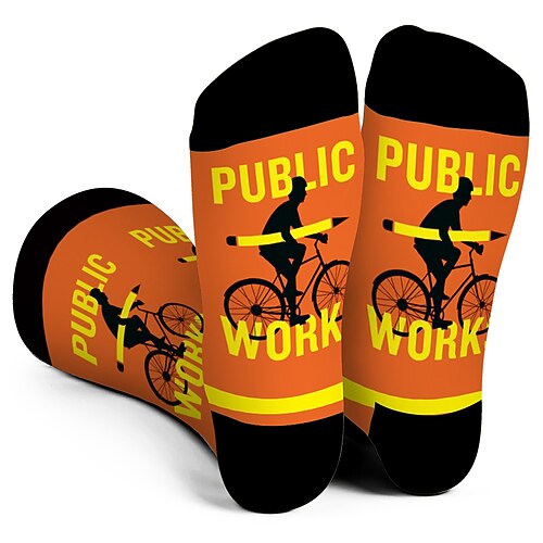 

Socks Cycling Socks Funny Socks Novelty Socks Men's Women's Bike / Cycling Breathable Soft Comfortable 1 Pair Graphic Cotton Orange S M L