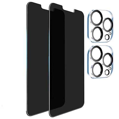 

Compatible for iPhone 13 Pro Max Privacy Screen Protector 2 Pack 9H Anti Spy Tempered Glass with 2 Pack Camera Lens Protector Case Friendly Bubble Free 5G 6.7 Inch Easy Installation