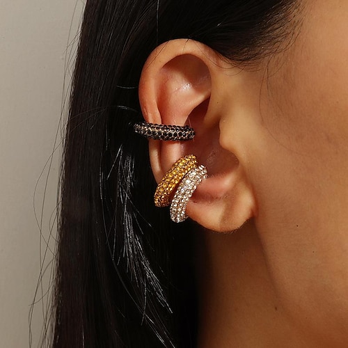 

niche creative design fashion high-end c-shaped diamond ear clip japan and south korea simple temperament exaggerated diamond ear clip