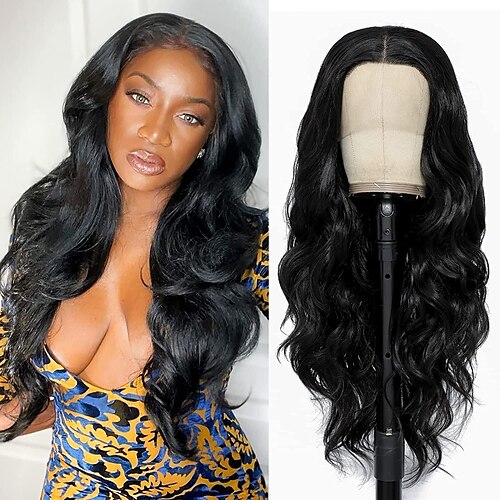 

Glueless 13x3 Synthetic Lace Front Wigs Body Wave Wigs for Black Women Heat Resistant Fiber Real Natural Loose Wave Wig